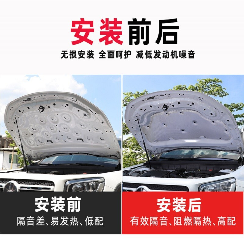 今品 适用奔驰GLB200/180隔音棉GLA200发动机隔音棉引擎盖隔热棉吸音棉 双面全铝箔/隔音棉【GLB】升级加厚防火静音材料